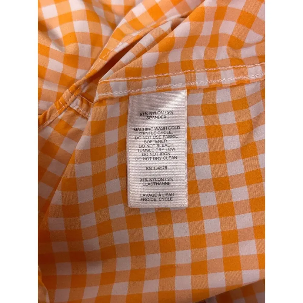 Vineyard Vines Shirt Medium Mens On The Go Performance Orange Gingham Check - Picture 8 of 8